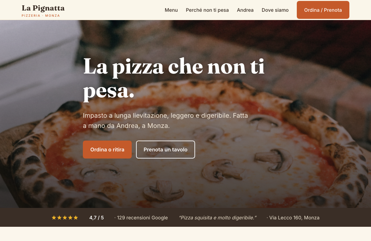 Booking-first website mockup